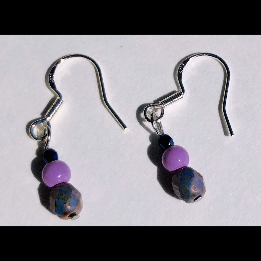 Handmade purple and blue earrings